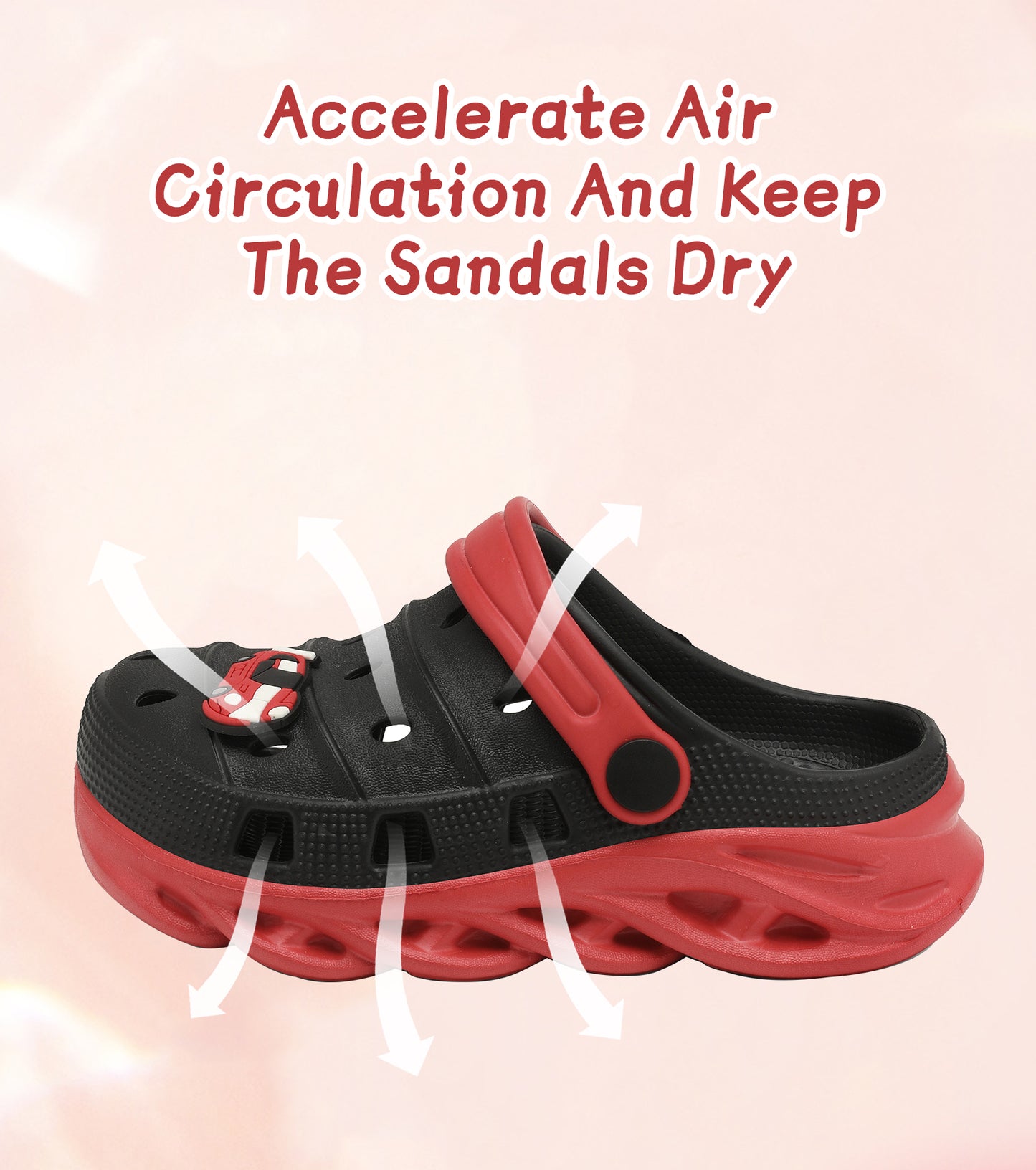 Double-Density FlexiStride Kids Clogs NED-723 (Black/Red)