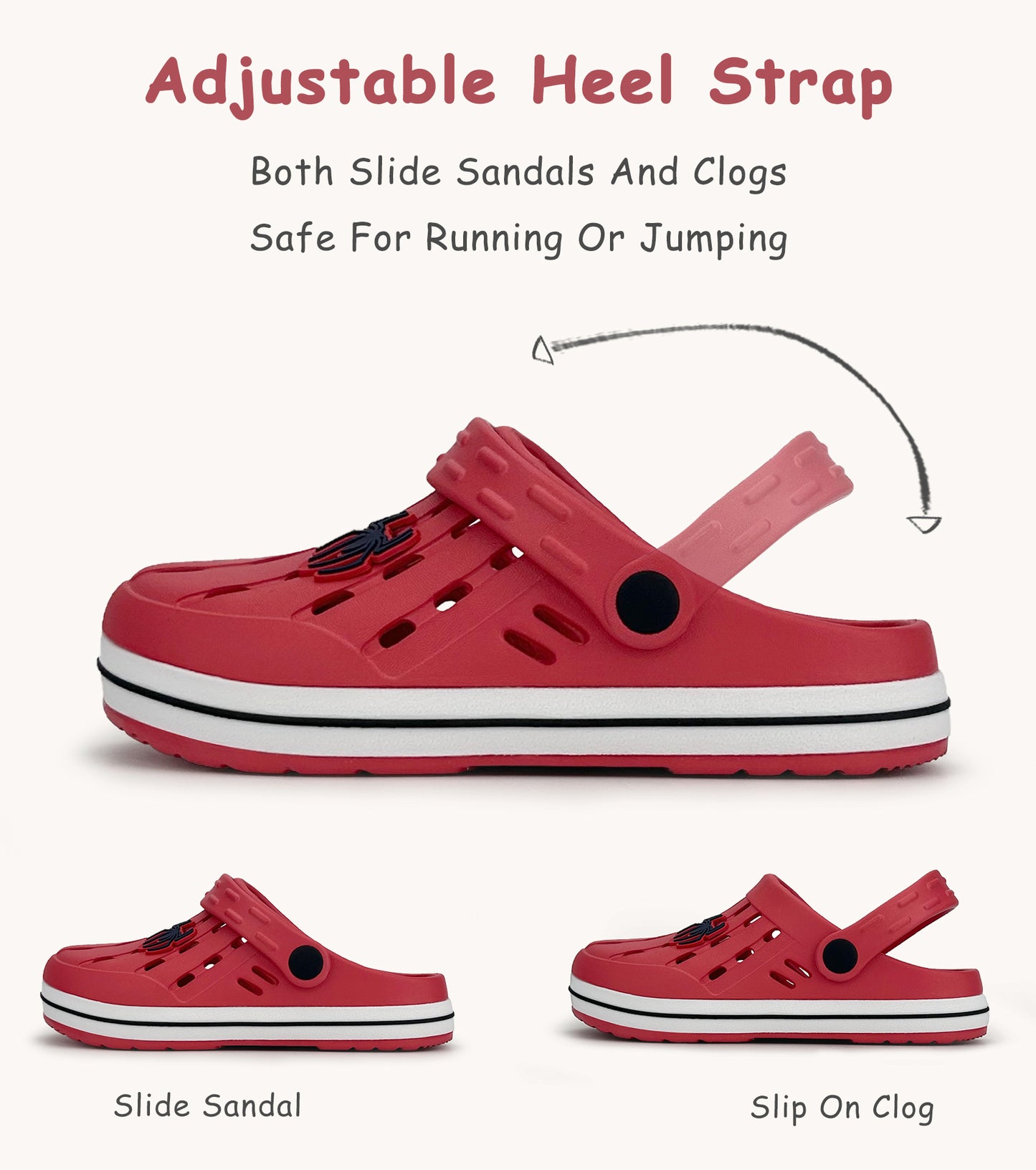 Glitter Toddler Kids Clogs NED-6859 (Red)