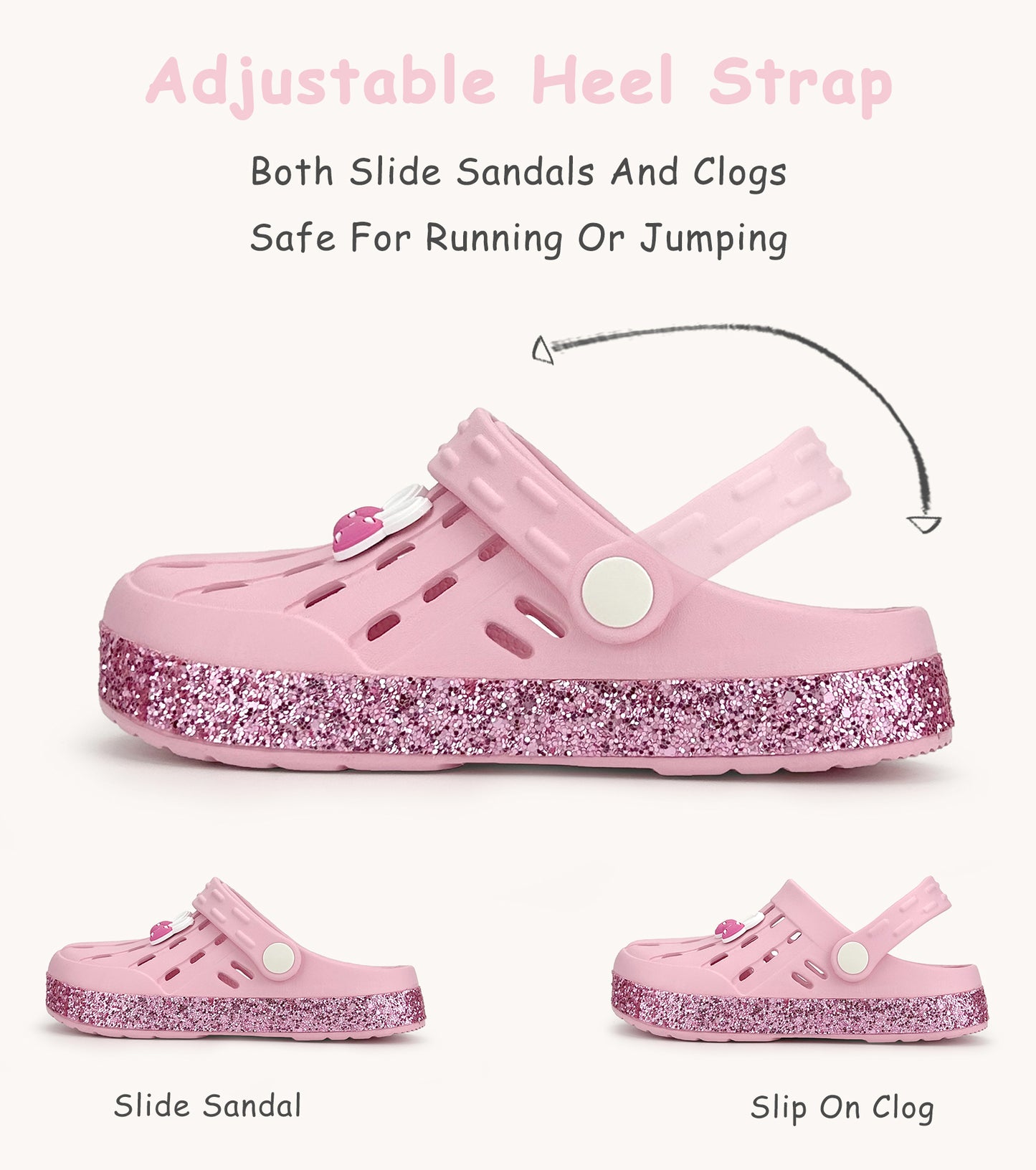 Glitter Toddler Kids Clogs NED-6859 (Pink)