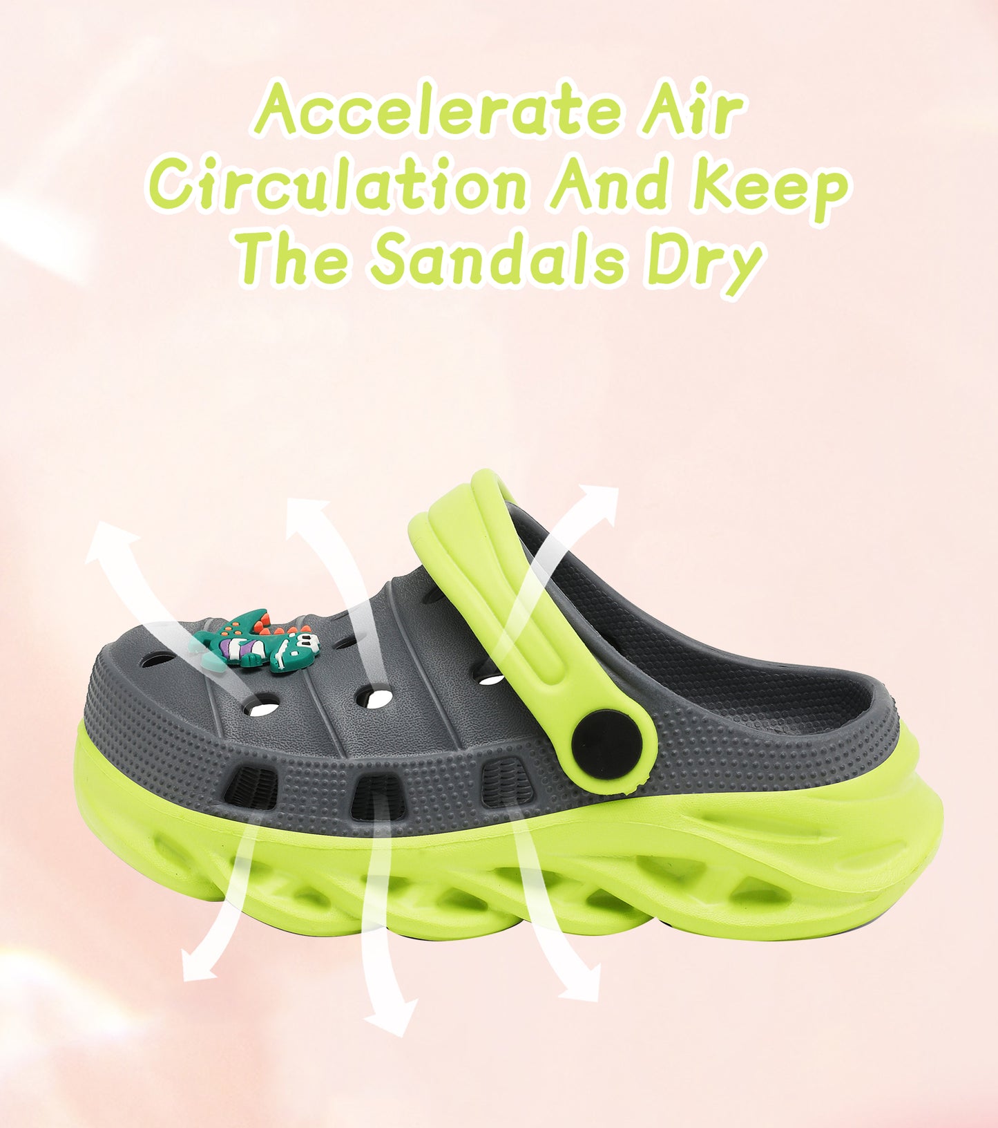 Double-Density FlexiStride Kids Clogs NED-723 (Grey/Green)