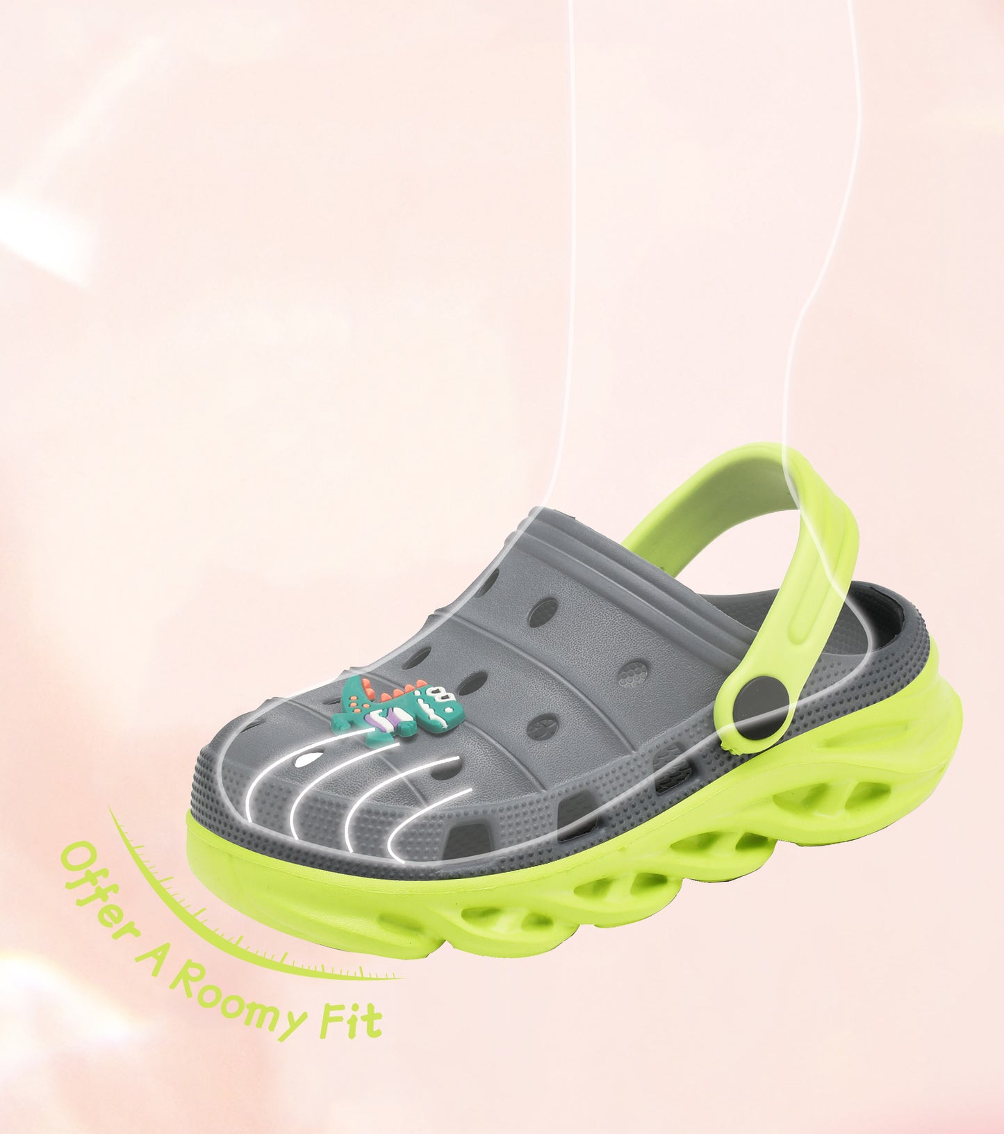 Double-Density FlexiStride Kids Clogs NED-723 (Grey/Green)
