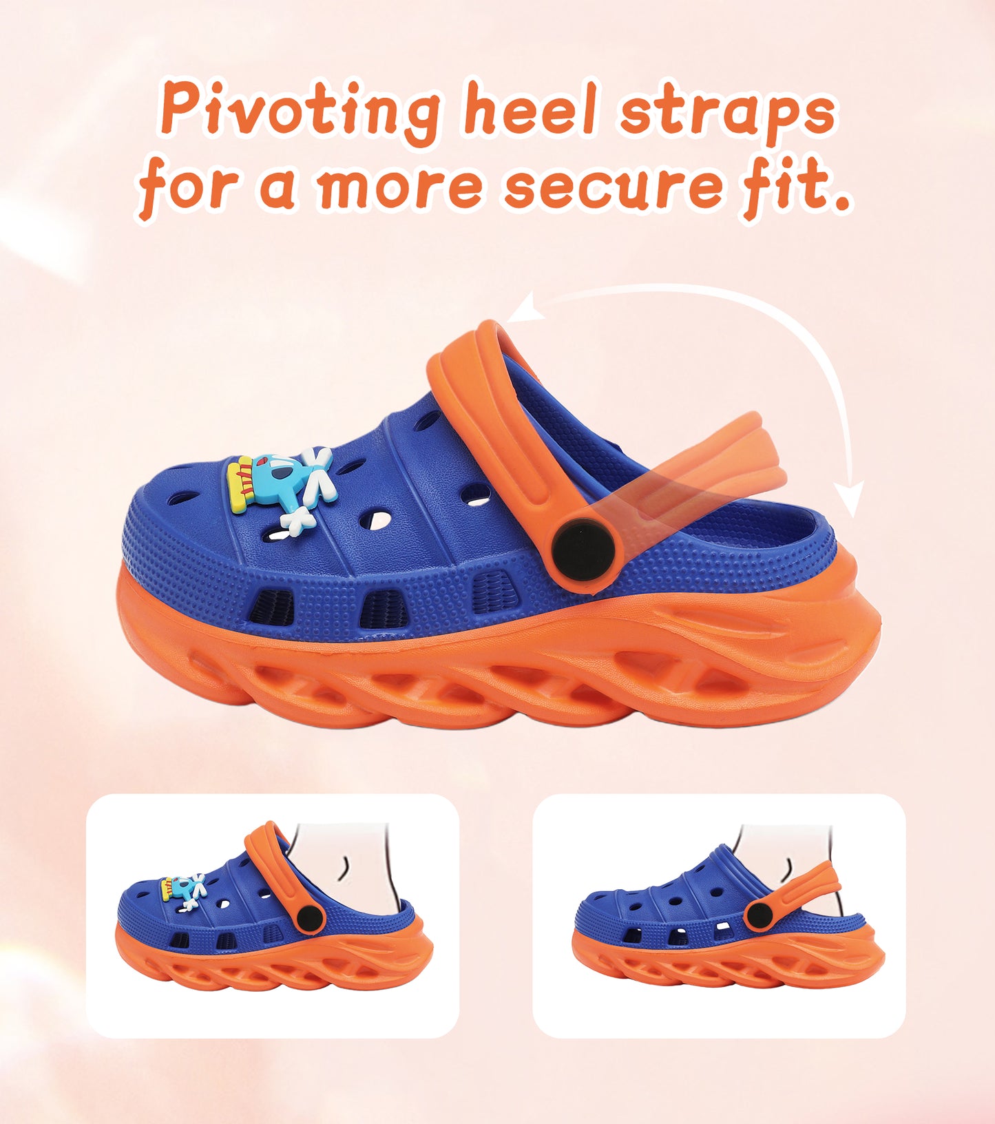 Double-Density FlexiStride Kids Clogs NED-723 (KleinBlue/Orange)