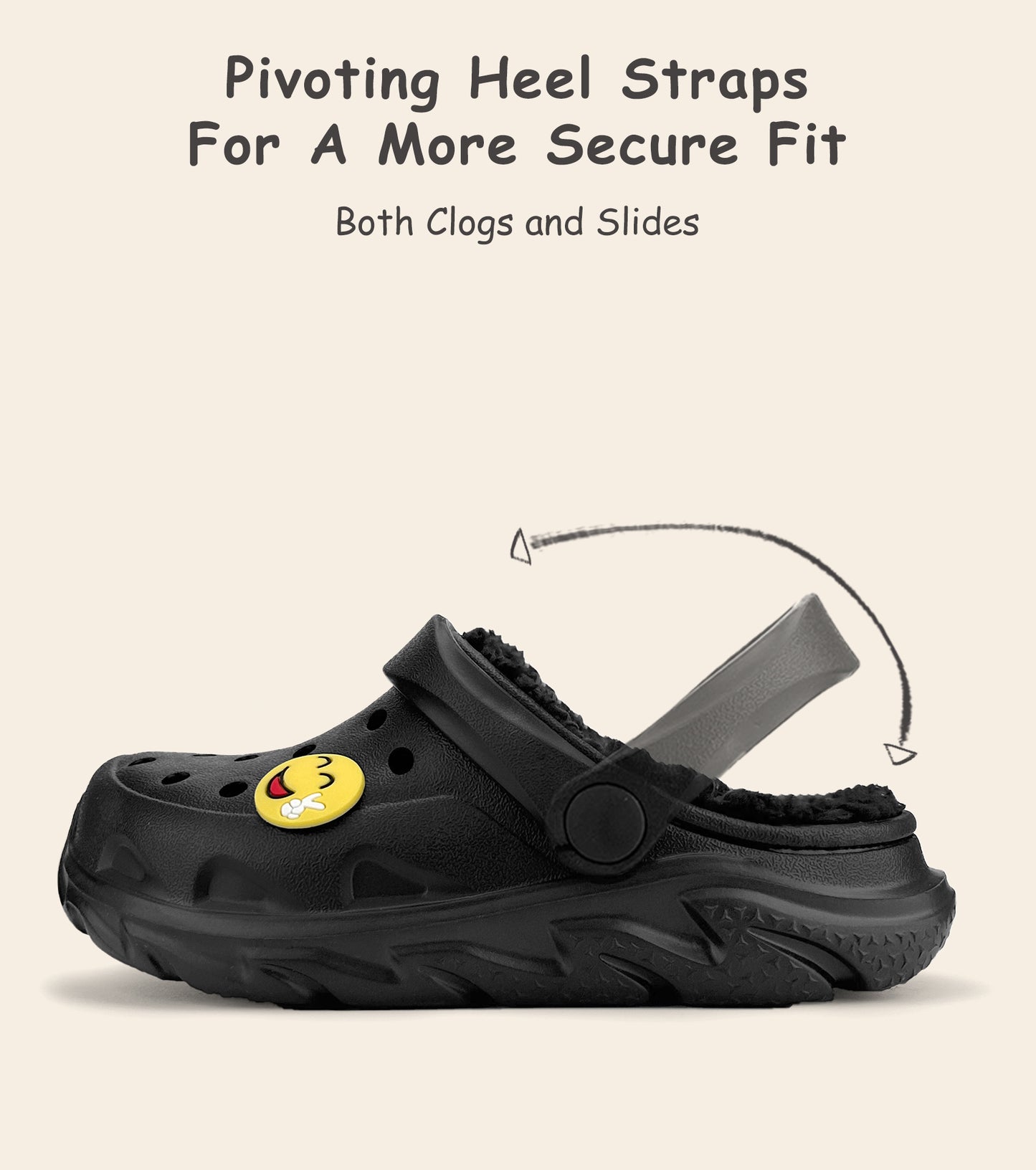 SportTread Toddler Winter Clogs NED-9159 (Black Lined)