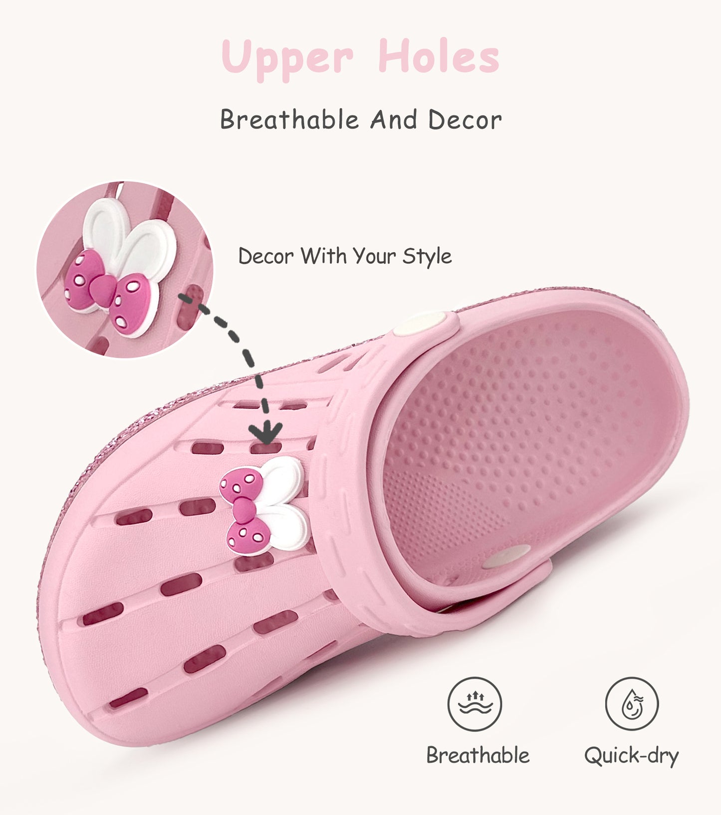 Glitter Toddler Kids Clogs NED-6859 (Pink)