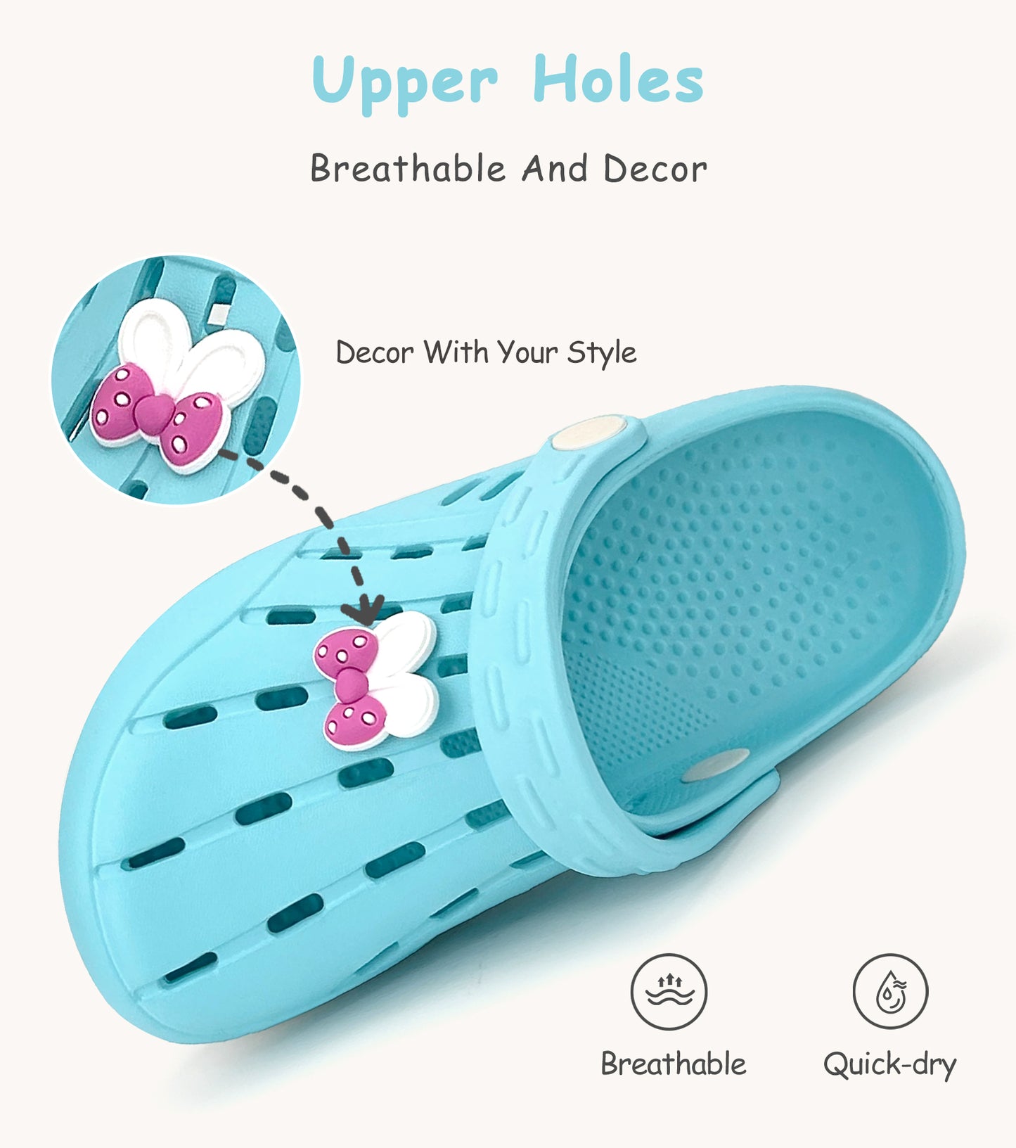 Glitter Toddler Kids Clogs NED-6859 (Water Blue)
