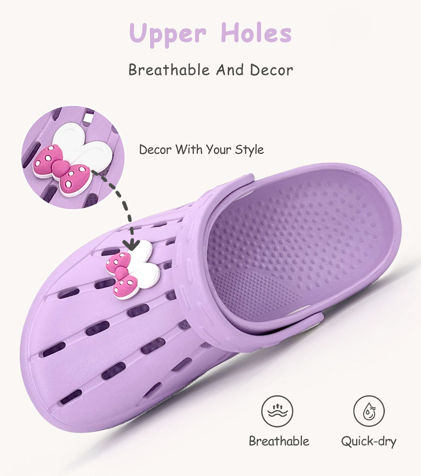 Glitter Toddler Kids Clogs NED-6859 (Purple)