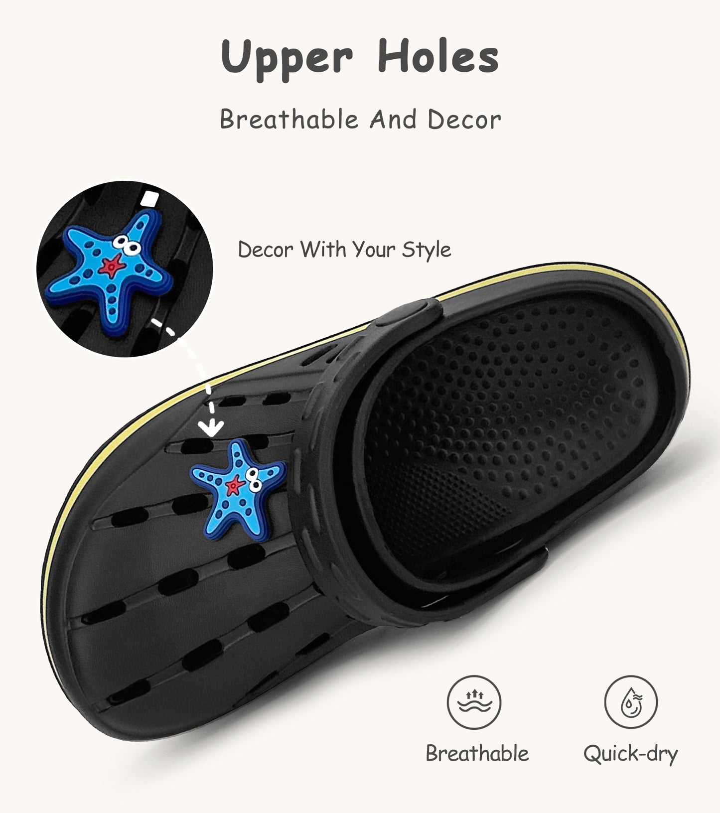 Glitter Toddler Kids Clogs NED-6859 (Black)