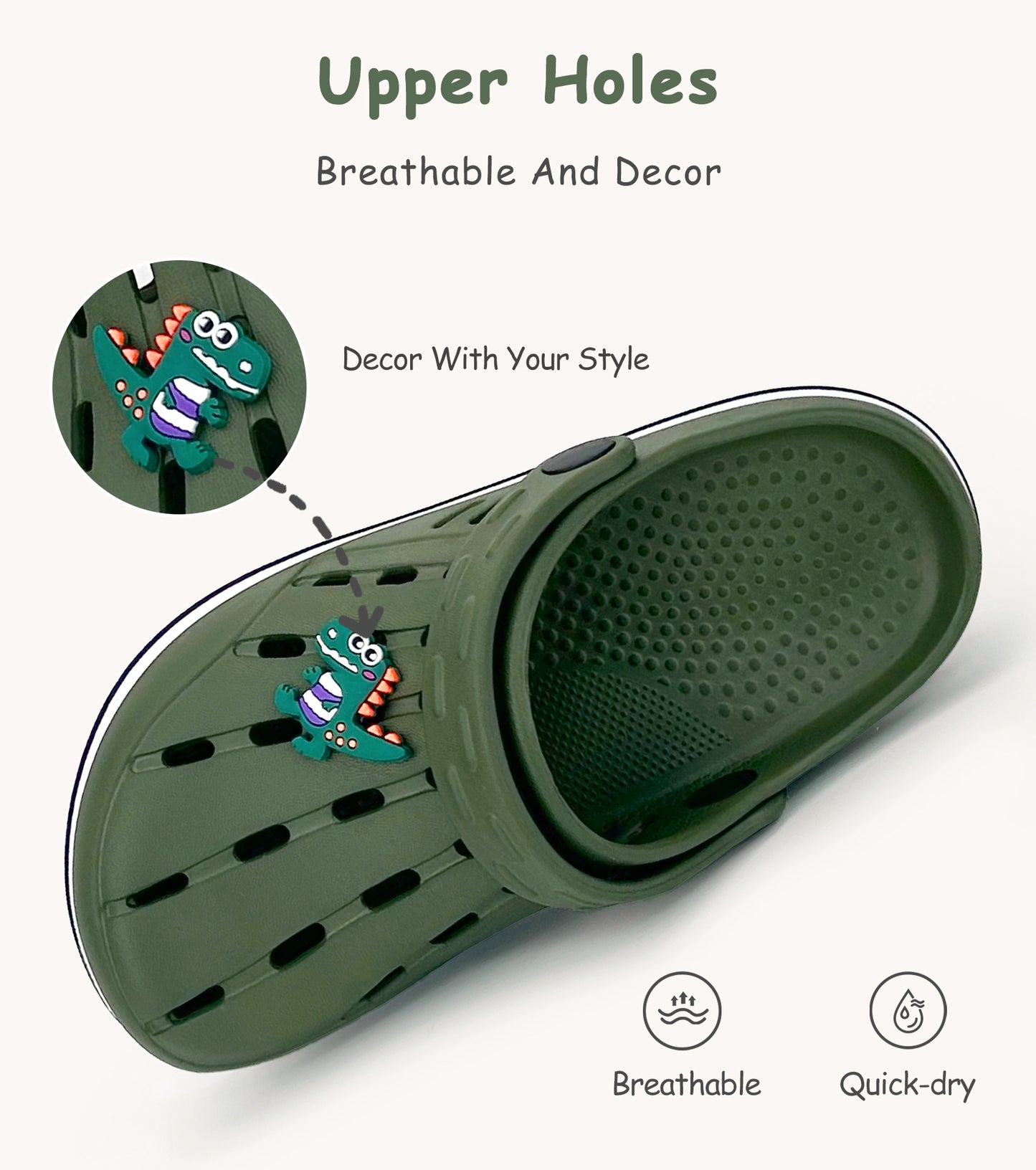 Glitter Toddler Kids Clogs NED-6859 (Army Green)