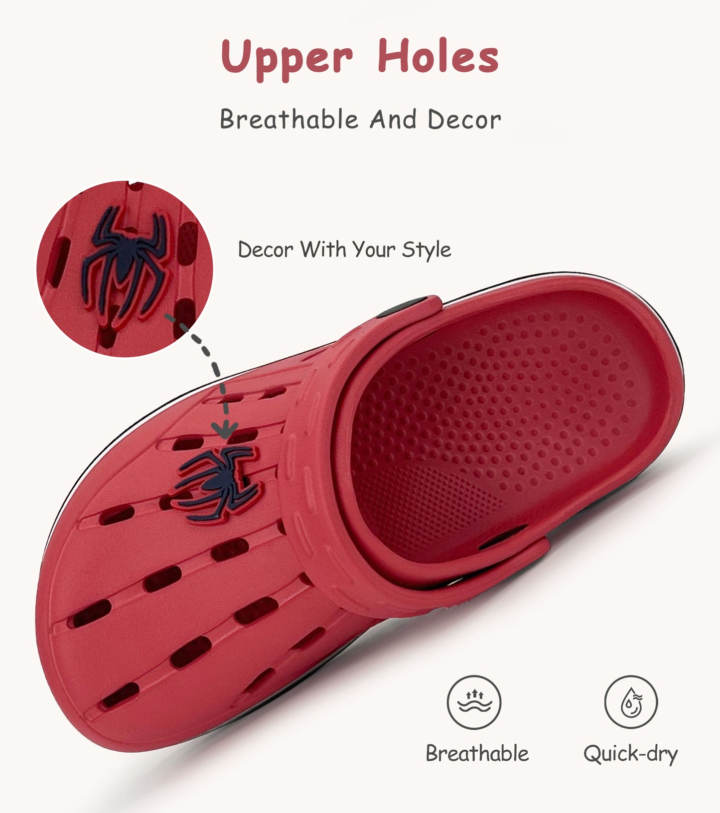 Glitter Toddler Kids Clogs NED-6859 (Red)