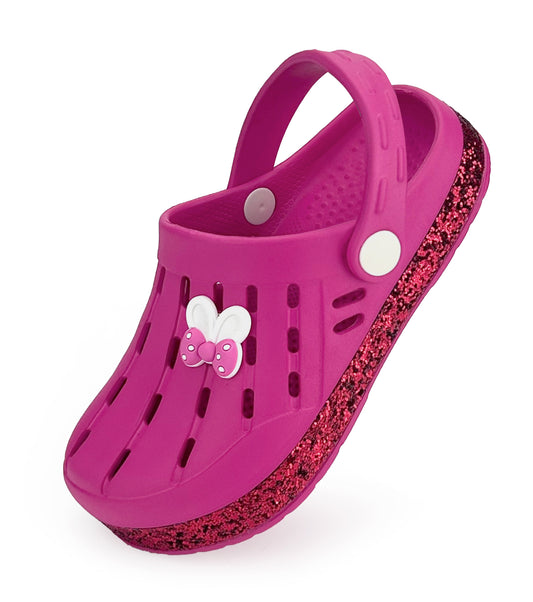 Glitter Toddler Kids Clogs NED-6859 (Rose Red)