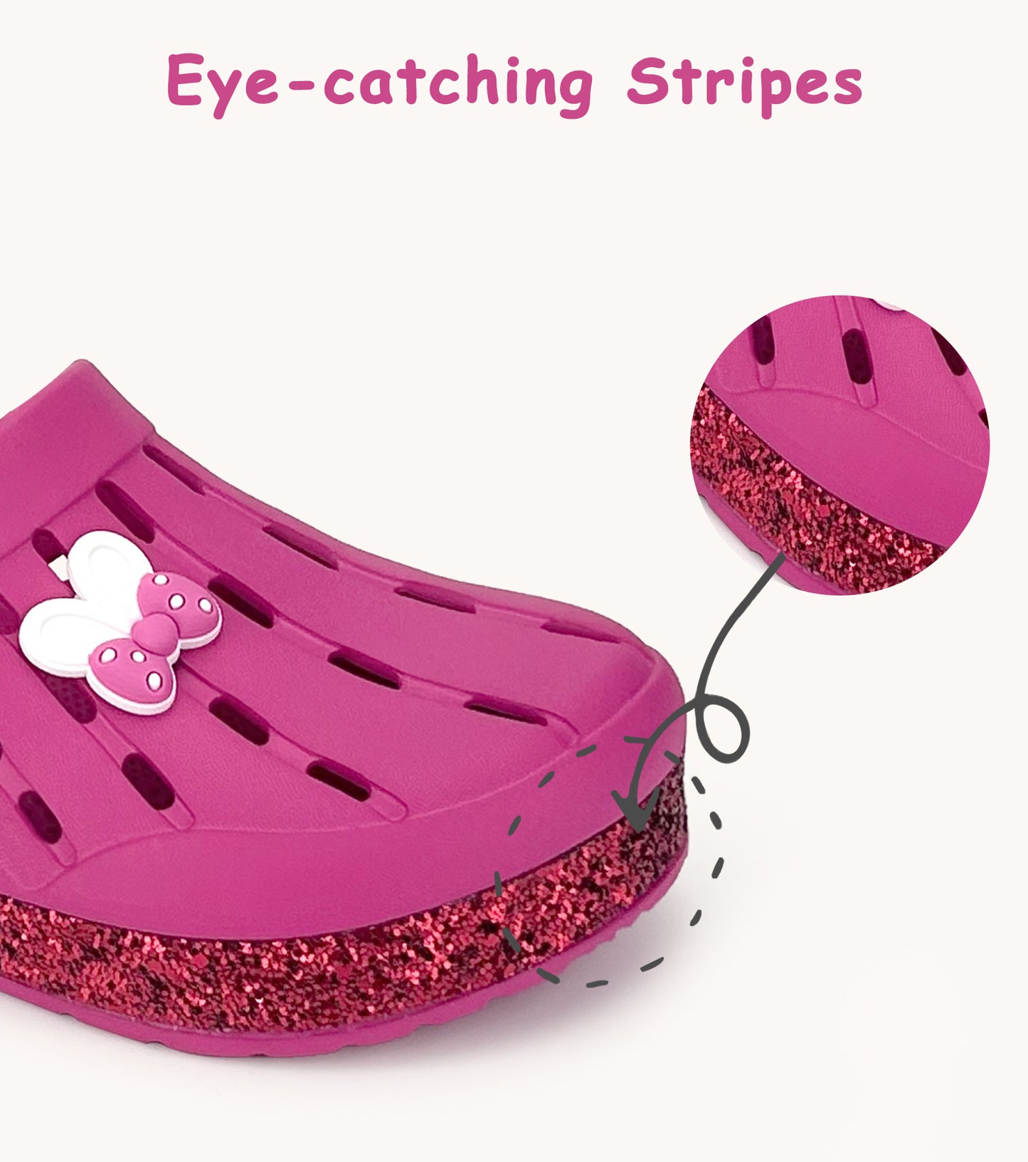 Glitter Toddler Kids Clogs NED-6859 (Rose Red)