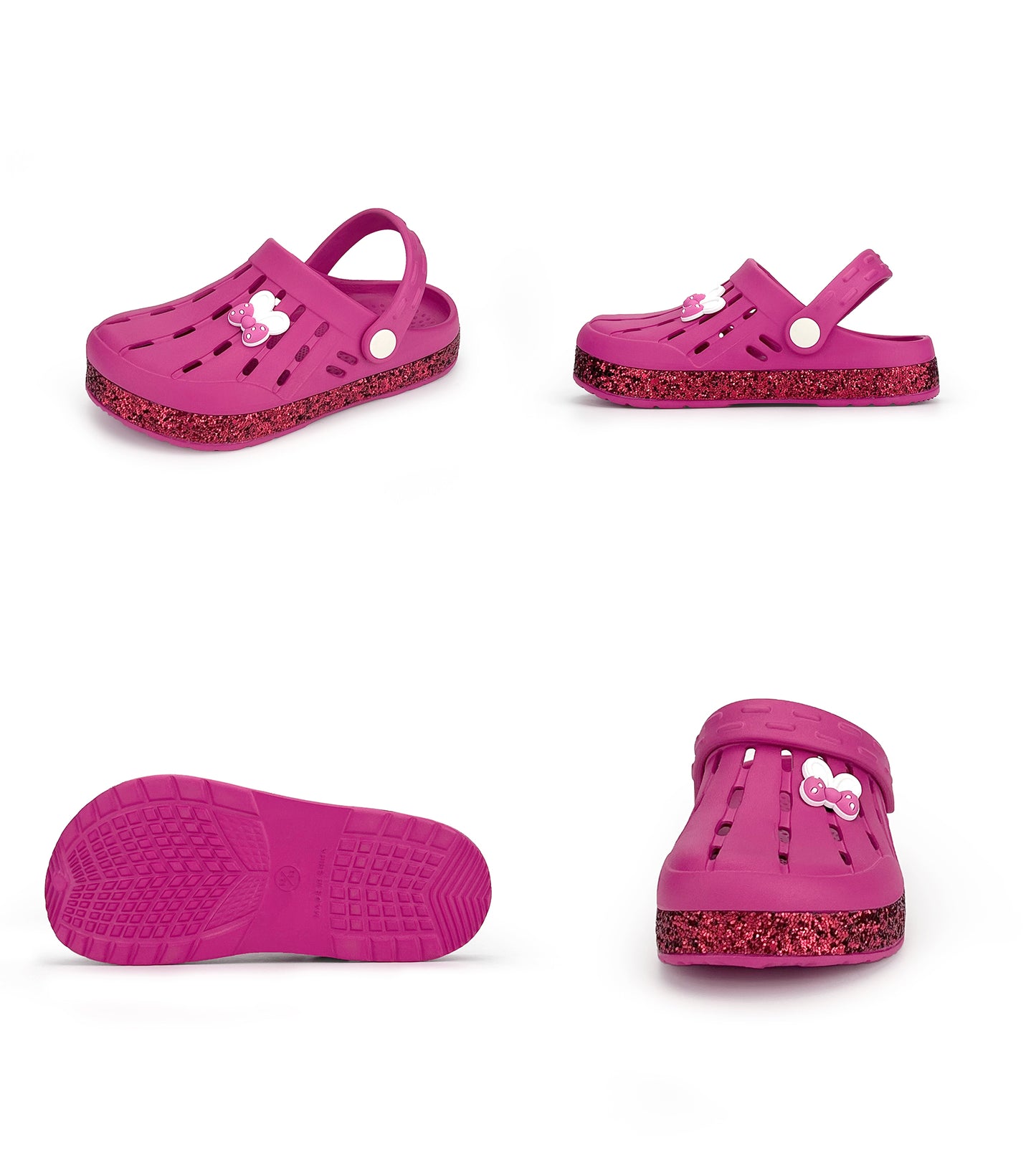 Glitter Toddler Kids Clogs NED-6859 (Rose Red)