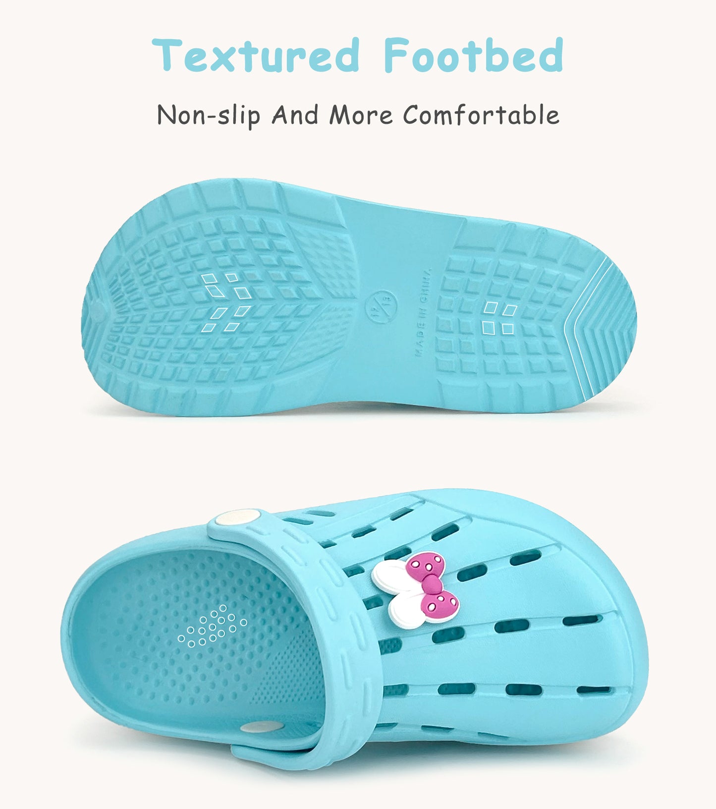 Glitter Toddler Kids Clogs NED-6859 (Water Blue)