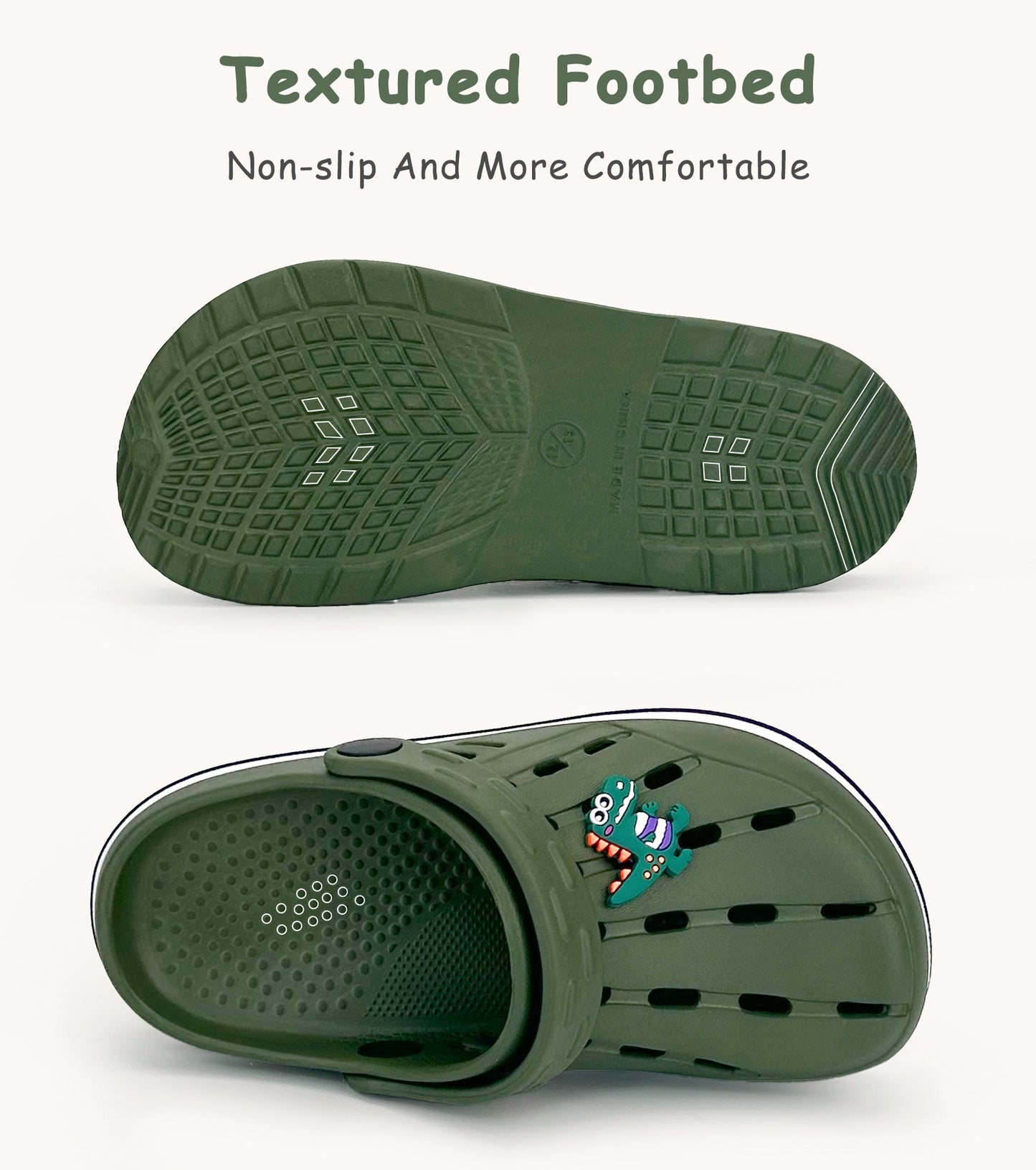 Glitter Toddler Kids Clogs NED-6859 (Army Green)