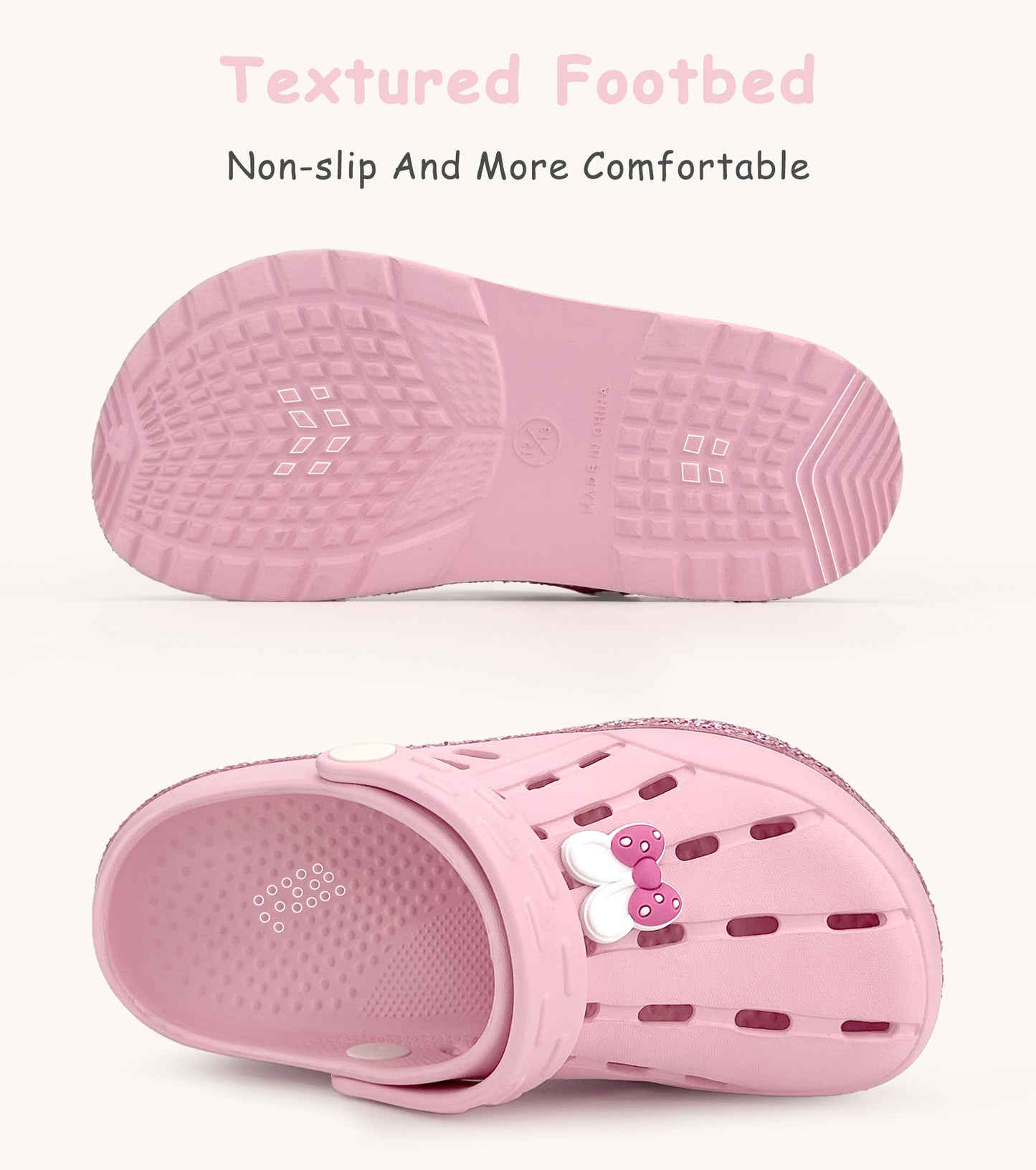 Glitter Toddler Kids Clogs NED-6859 (Pink)