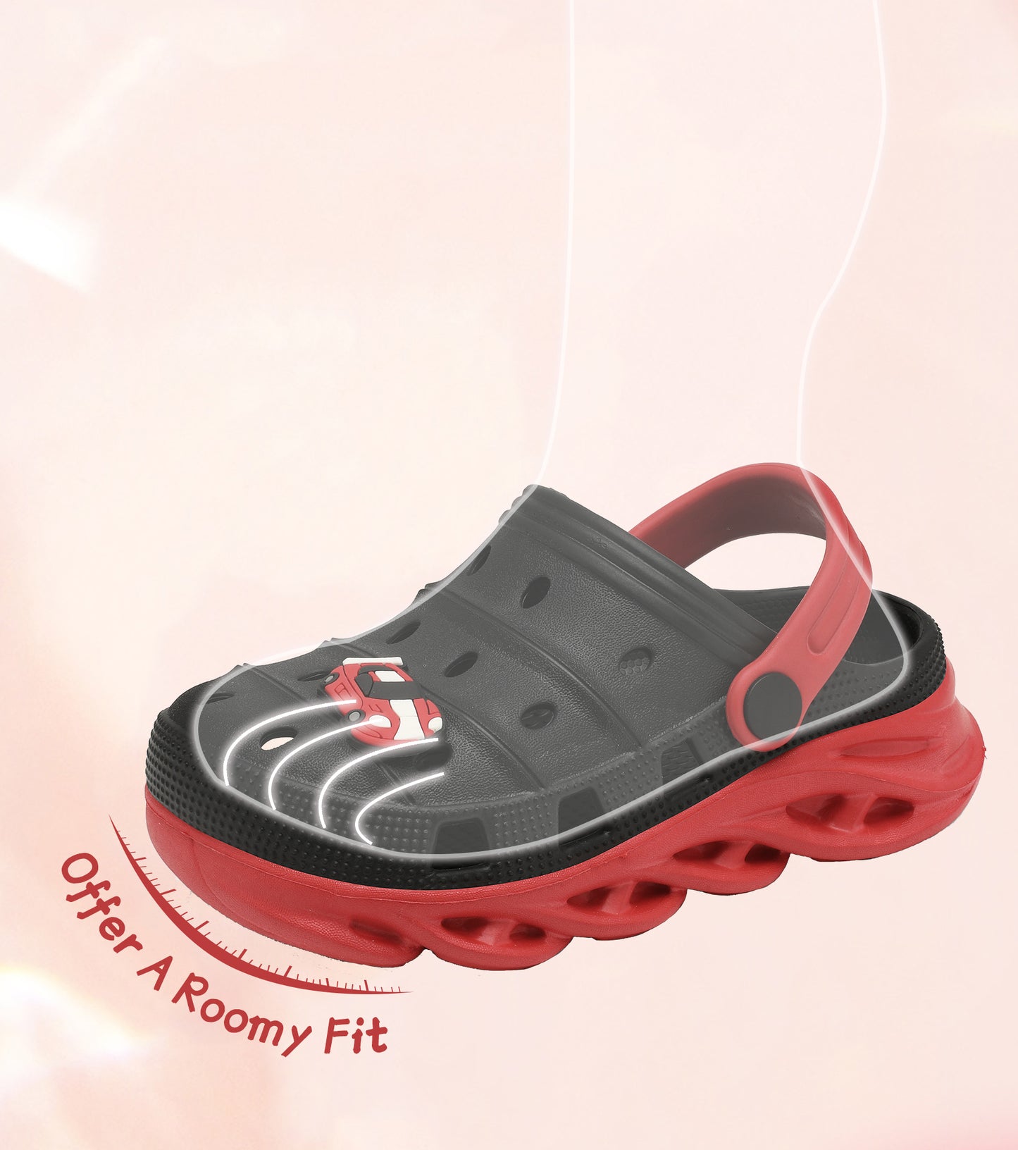 Double-Density FlexiStride Kids Clogs NED-723 (Black/Red)