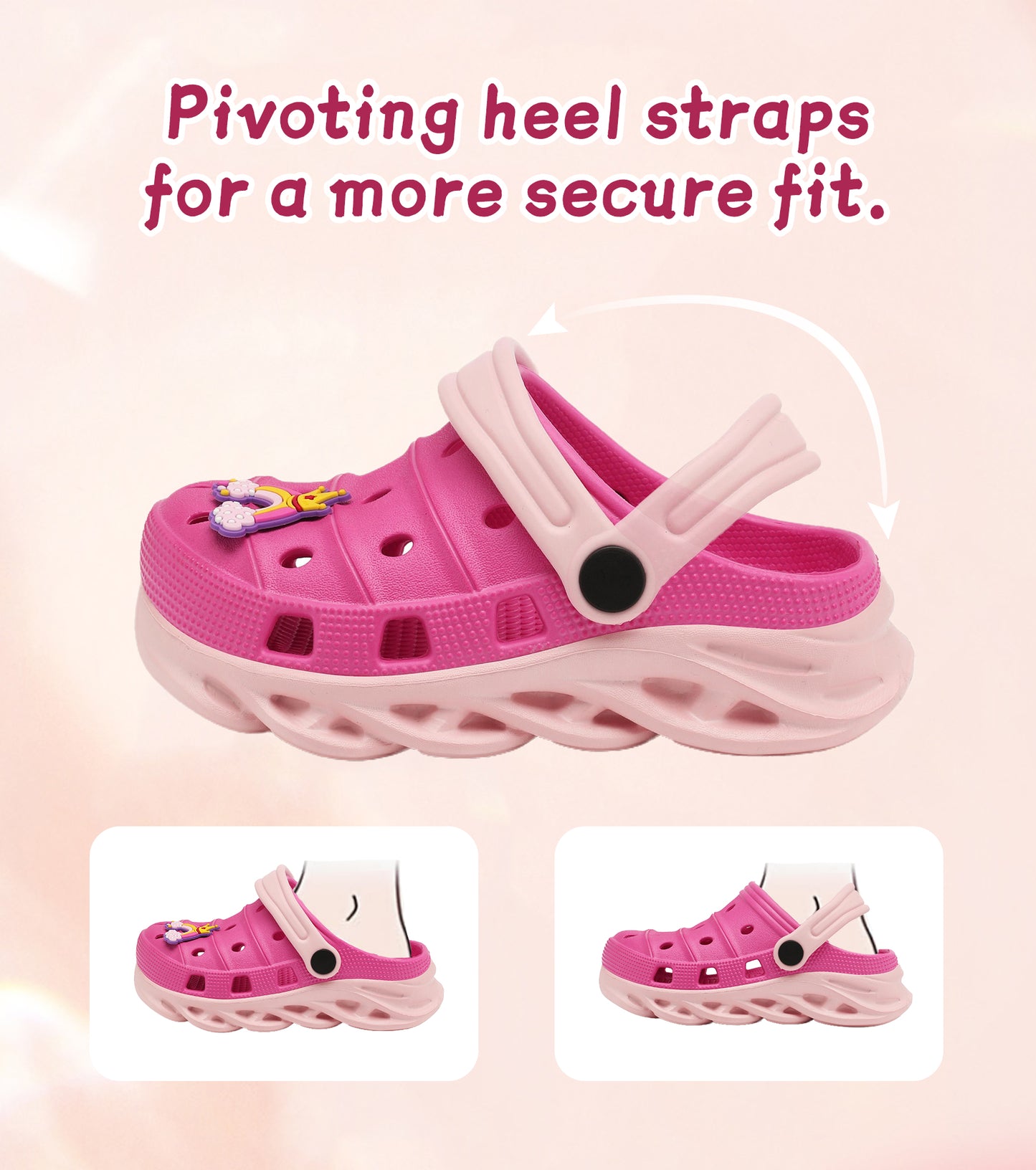 Double-Density FlexiStride Kids Clogs NED-723 (Rose Red/Pink)