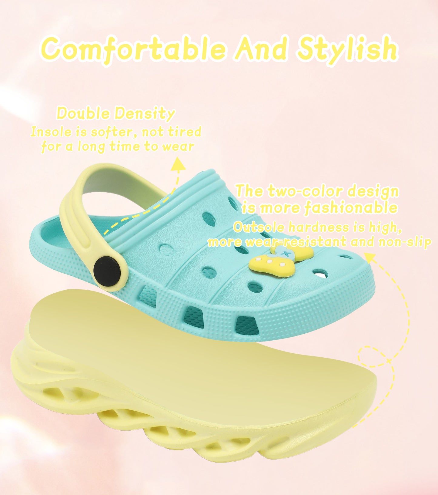 Double-Density FlexiStride Kids Clogs NED-723 (WaterBlue/Yellow)