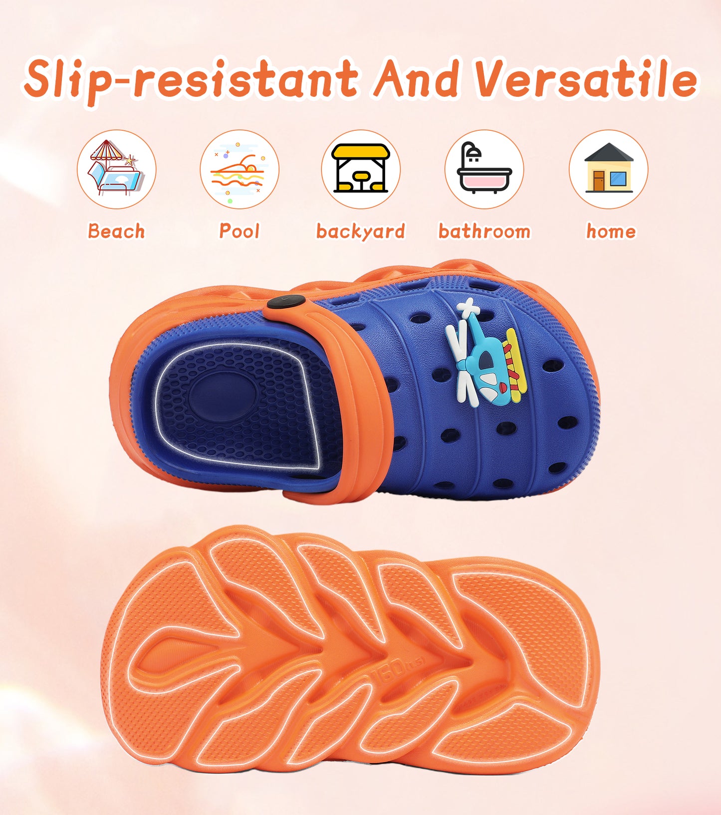 Double-Density FlexiStride Kids Clogs NED-723 (KleinBlue/Orange)
