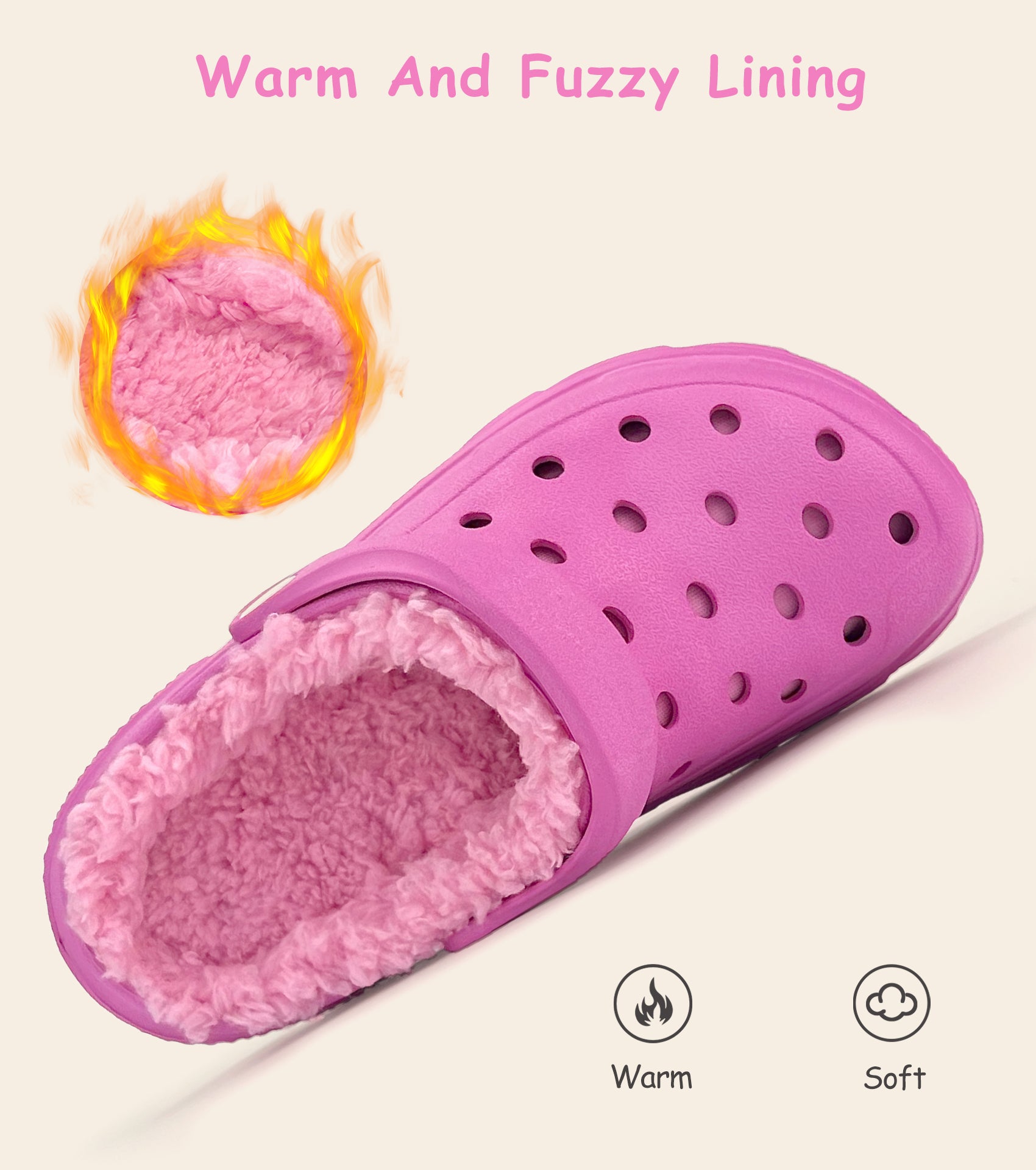 SportTread Toddler Winter Clogs NED-9159 (Hot Pink Lined