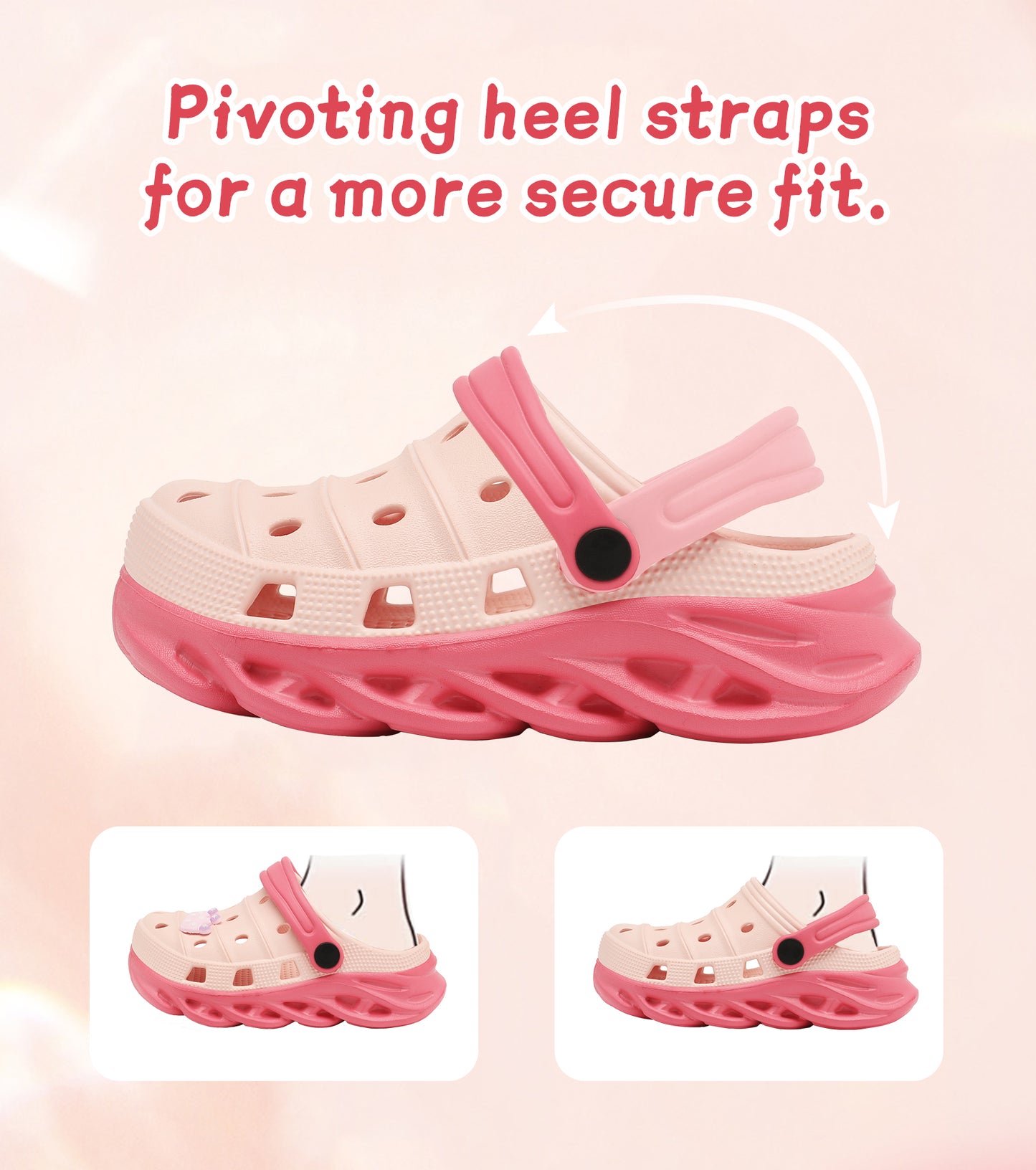 Double-Density FlexiStride Kids Clogs NED-723 (Pink/Red)