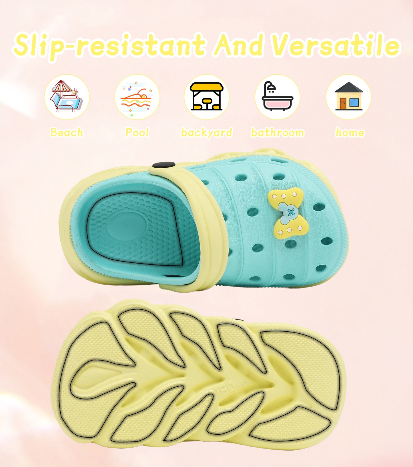 Double-Density FlexiStride Kids Clogs NED-723 (WaterBlue/Yellow)